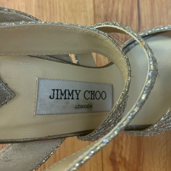 Jimmy Choo Vamp Glitter Crossing-straps Sandals - Picture 6 of 15